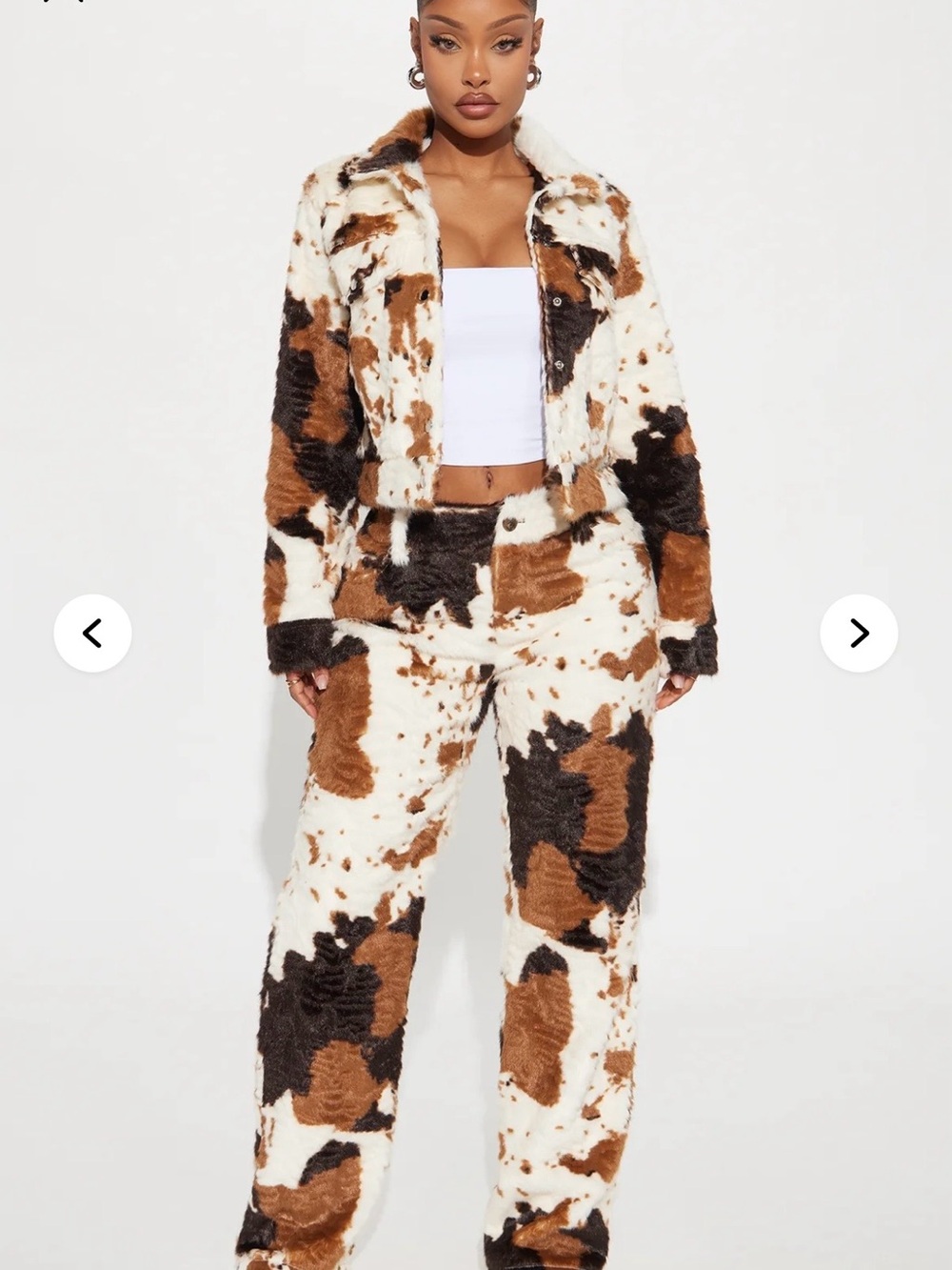 Fashion Nova Faux Fur Cow Print Pants